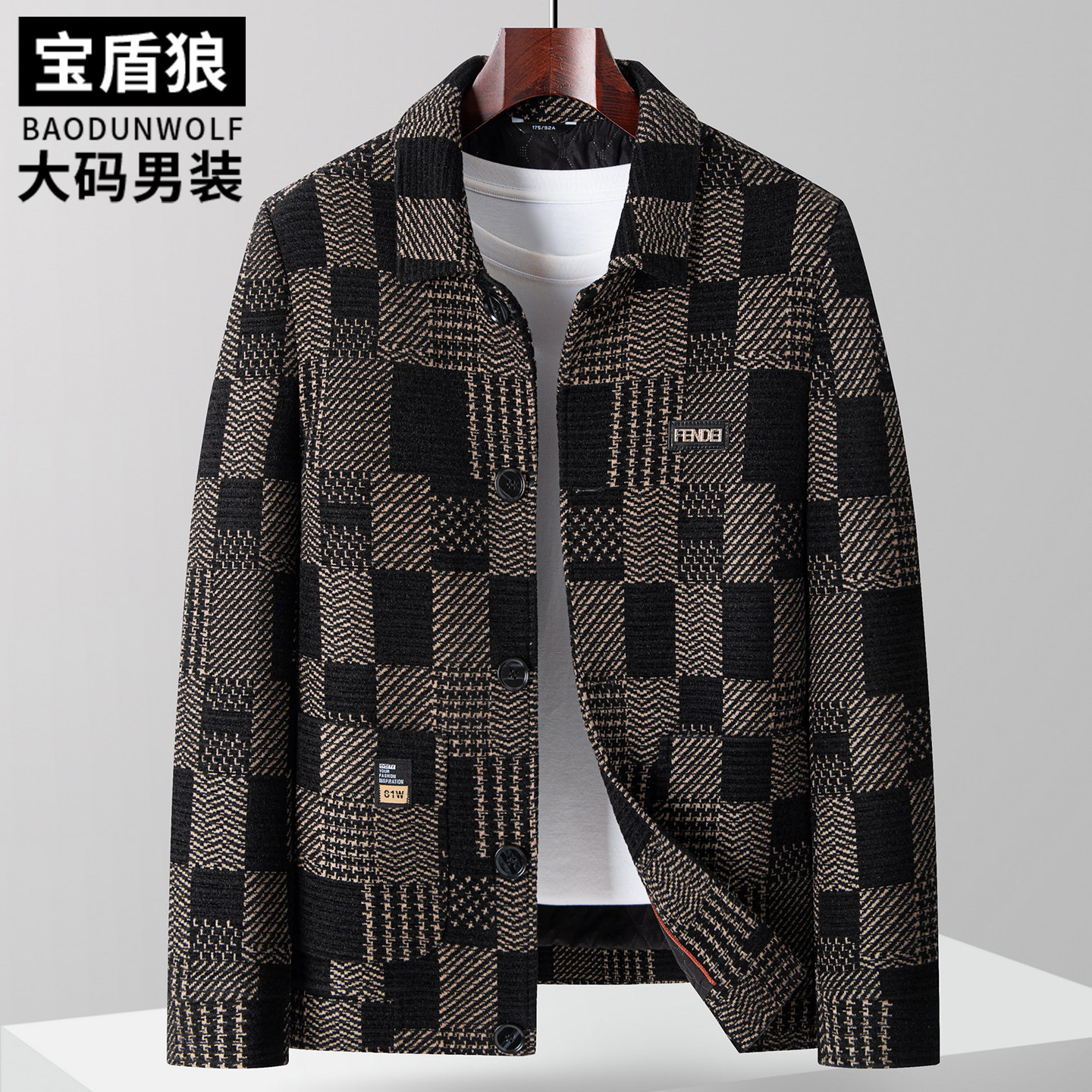 时尚夹棉茄克衫男大码秋冬厚款