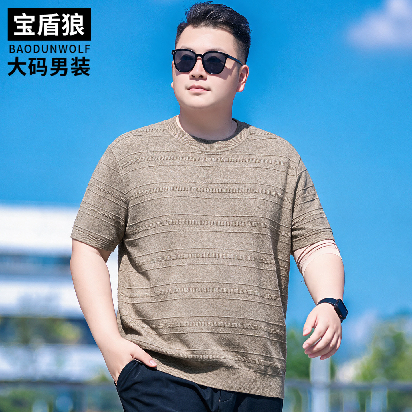 老钱风半袖针织衫男装大码