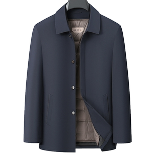 中长款加肥加大男士翻领羽绒服外套大码宽松中年可拆卸内胆羽绒服