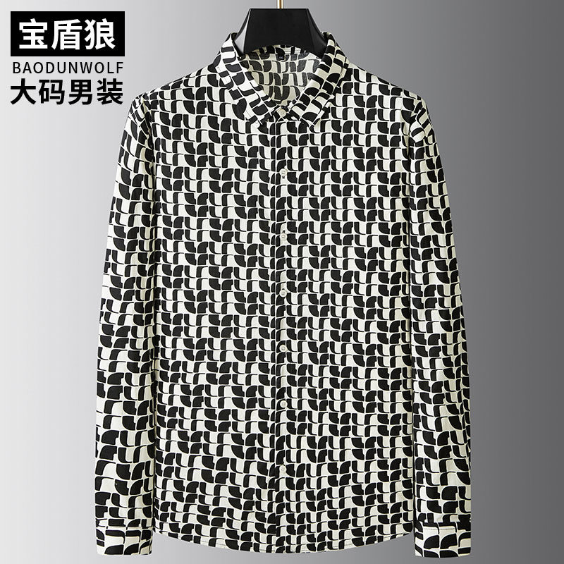 肥佬时尚碎花衬衣秋季纯棉打底衫