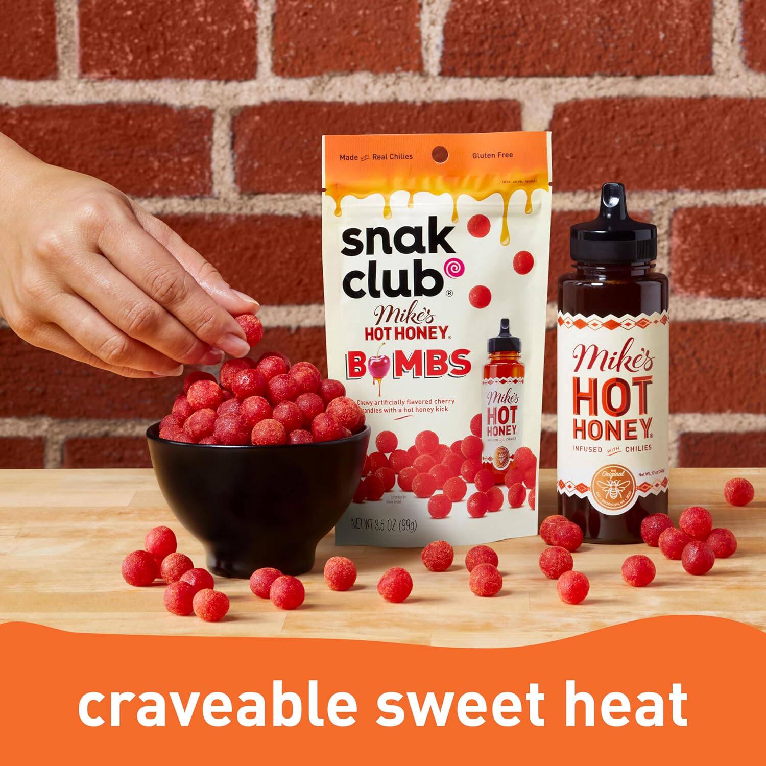 Snak Club - 迈克热辣蜂蜜爆浆耐嚼糖果甜蜜辣味樱桃味糖果软糖