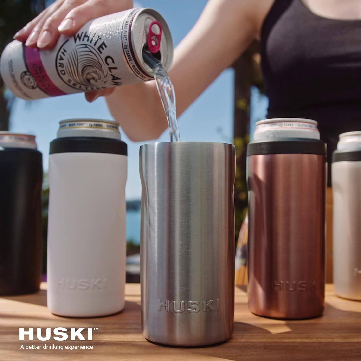 Huski-高级细长拆卸3合1冷却器冰冻杯三重绝缘不锈钢开瓶器保温杯