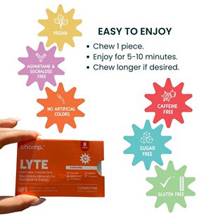 无糖电解质口香糖含镁维生素C不含阿斯巴甜三氯蔗糖柑橘味 Chomp