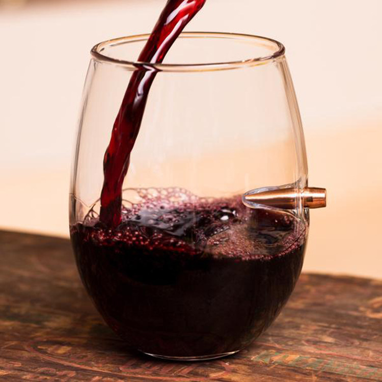 Lucky Shot-美国.308真子弹头嵌入 手工吹制红酒洋酒杯玻璃杯