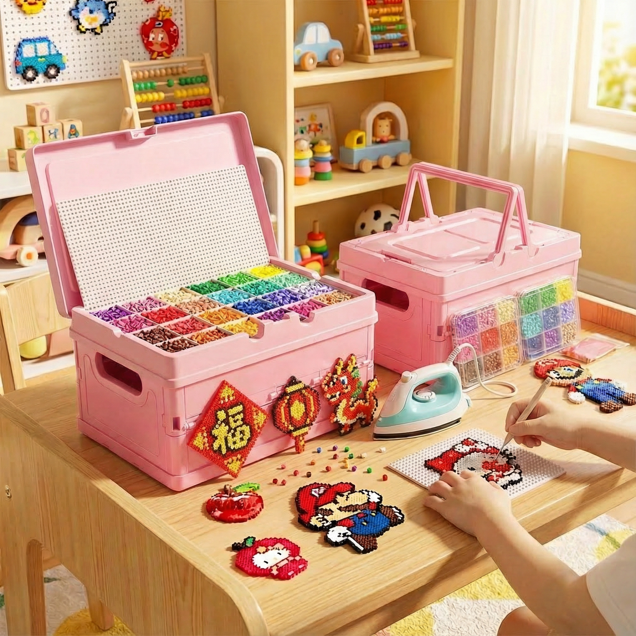 新年拼豆手工diy材料包补充全套装笔熨斗烫纸工具专用垫板烘焙布,玩具/童车/益智/积木/模型,手工串珠/穿珠/首饰编织,淘宝优惠券,粉丝福利购,淘宝优惠卷