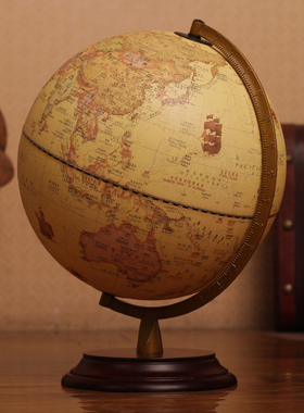 2025年新款黄色地球仪摆件轻奢高档仿古AR高清3d立体悬浮办公室书房客厅装饰品摆设小夜灯大号特大号学生专用