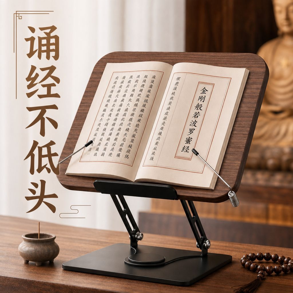 【实木经书架】高度角度可调节图片
