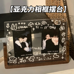 实木透明亚克力相框摆台展示牌A4展示架定制台卡桌面立式广告牌价格牌桌牌菜单价目表餐桌台牌立牌A5创意照片