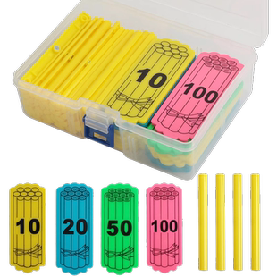 小学生一年级磁性小棒教具磁性数学学具盒计数棒计数片套装长方形正方形三角形圆形白板数数棒小棒磁性计数片