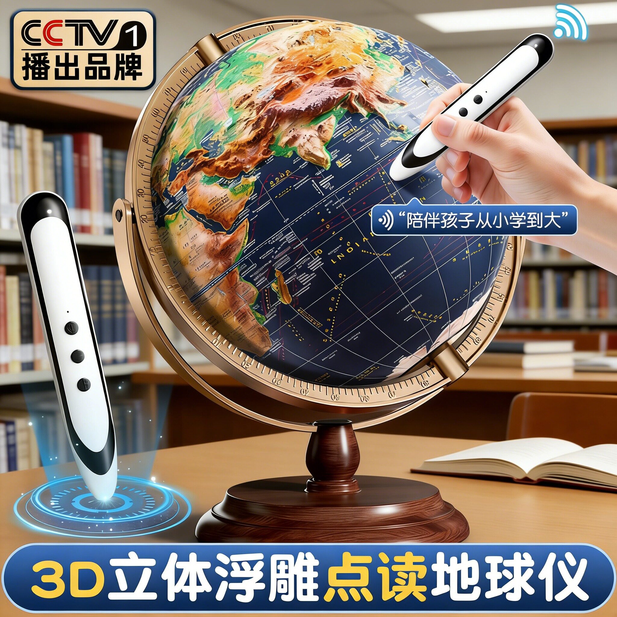 2026新款点读地球仪浮雕3d立体悬浮凹凸正版学生用初中生专用大