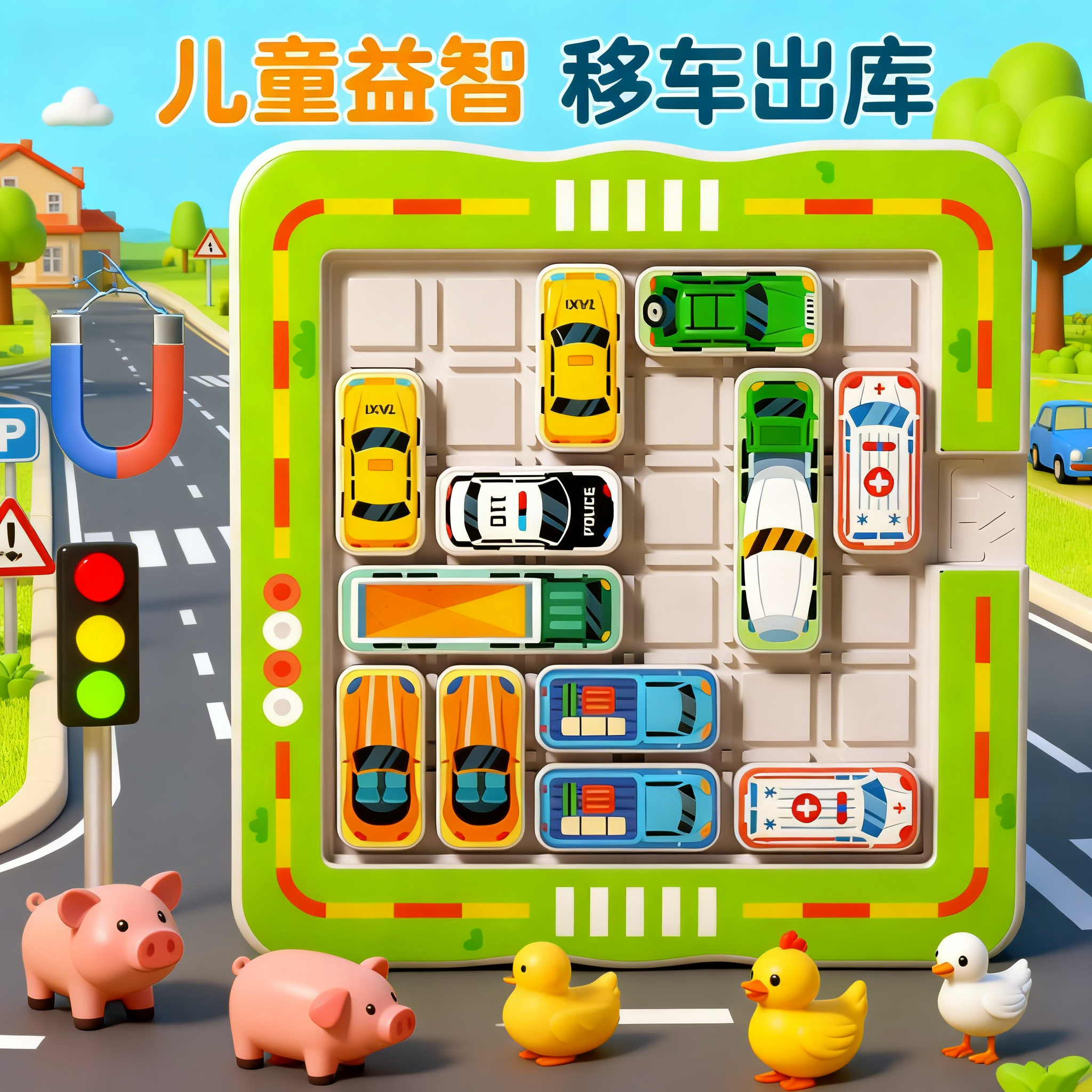 移车出库汽车华容道滑动拼图数字儿童益智3到6岁思维训练智力玩具