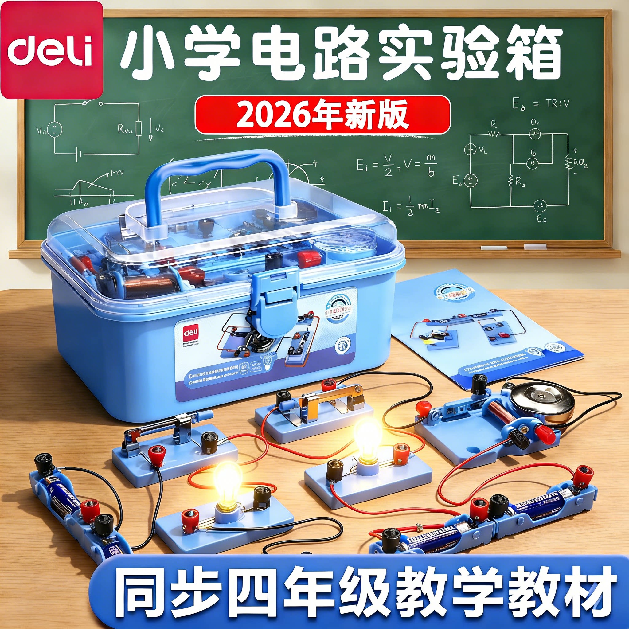 得力2026年新版电路实验器材四年级下册科学实验套装科学小实验电灯泡小学生科学电路实验套装实验玩具套装