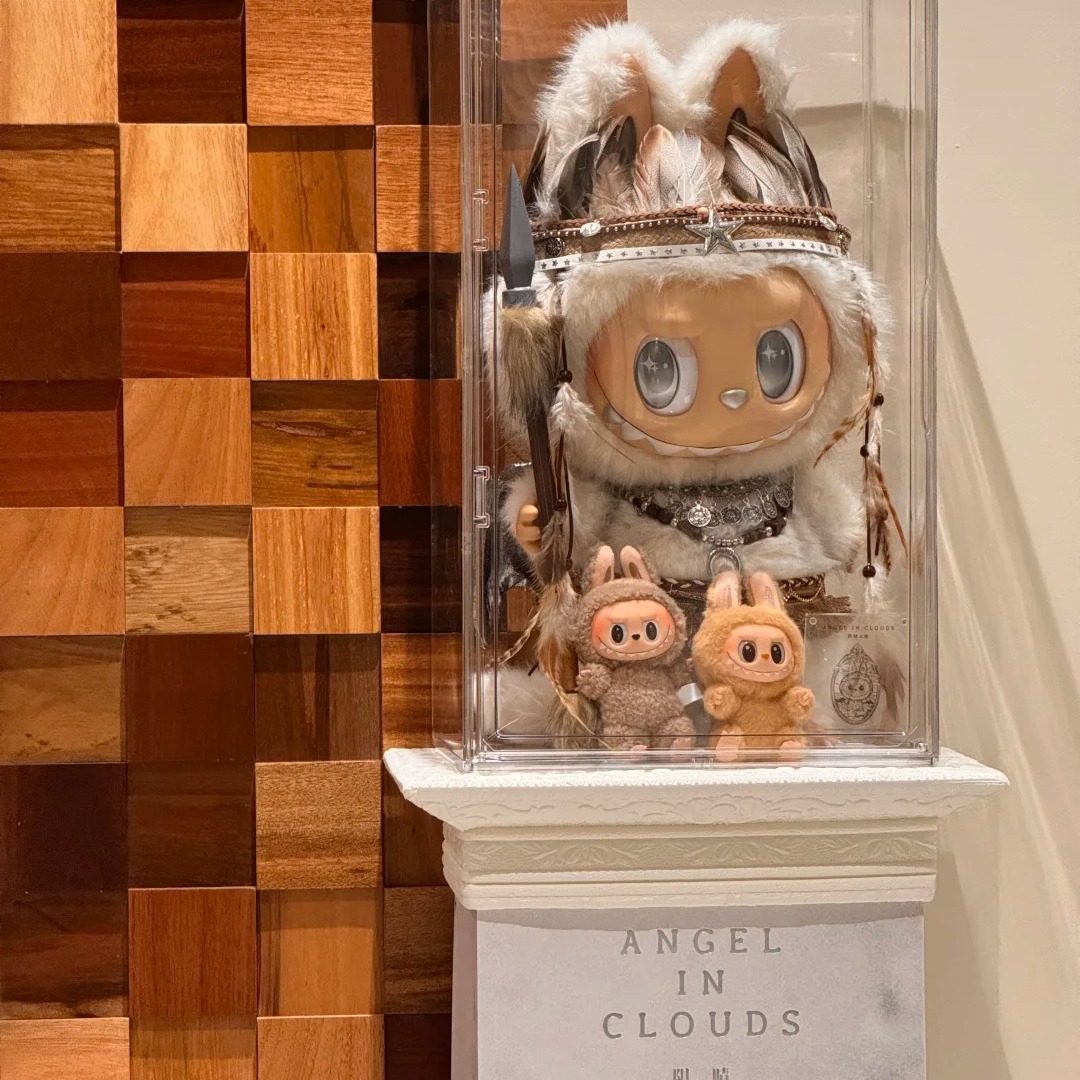 labubu大天使大首领罗马柱一体亚克力展示盒公仔手办陈列zimomo