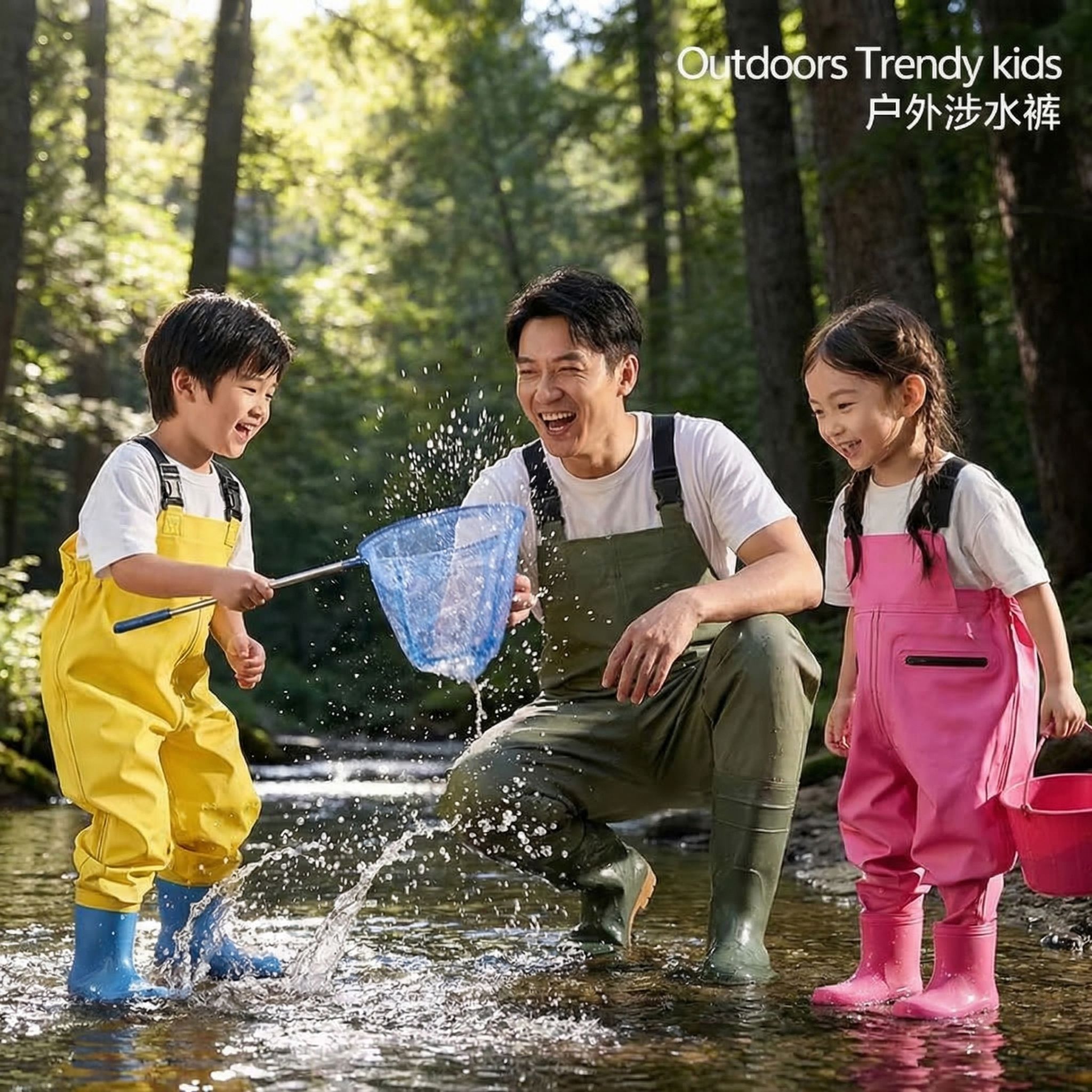 儿童赶海连体裤玩水服全身防水雨裤雨靴一体下水裤幼儿园涉水装备