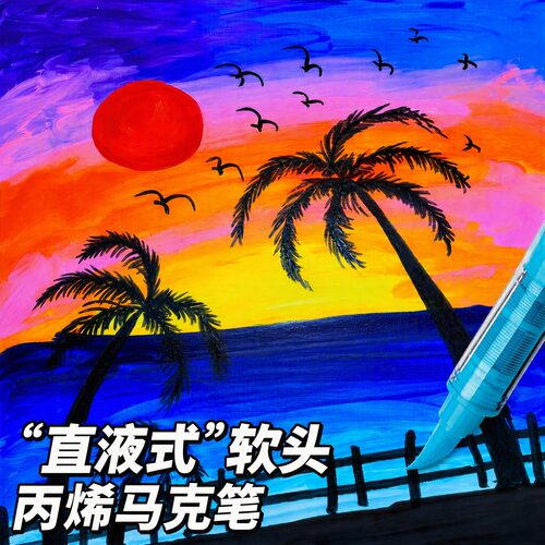 直液丙烯马克笔软头不透色可洗