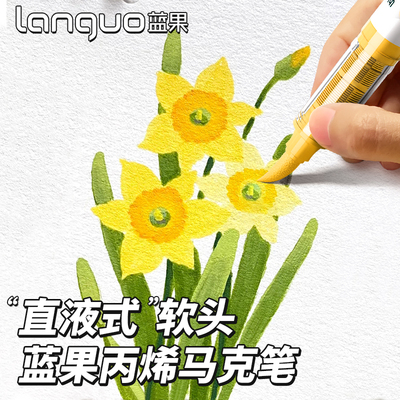 蓝果丙烯马克笔软头美术专用