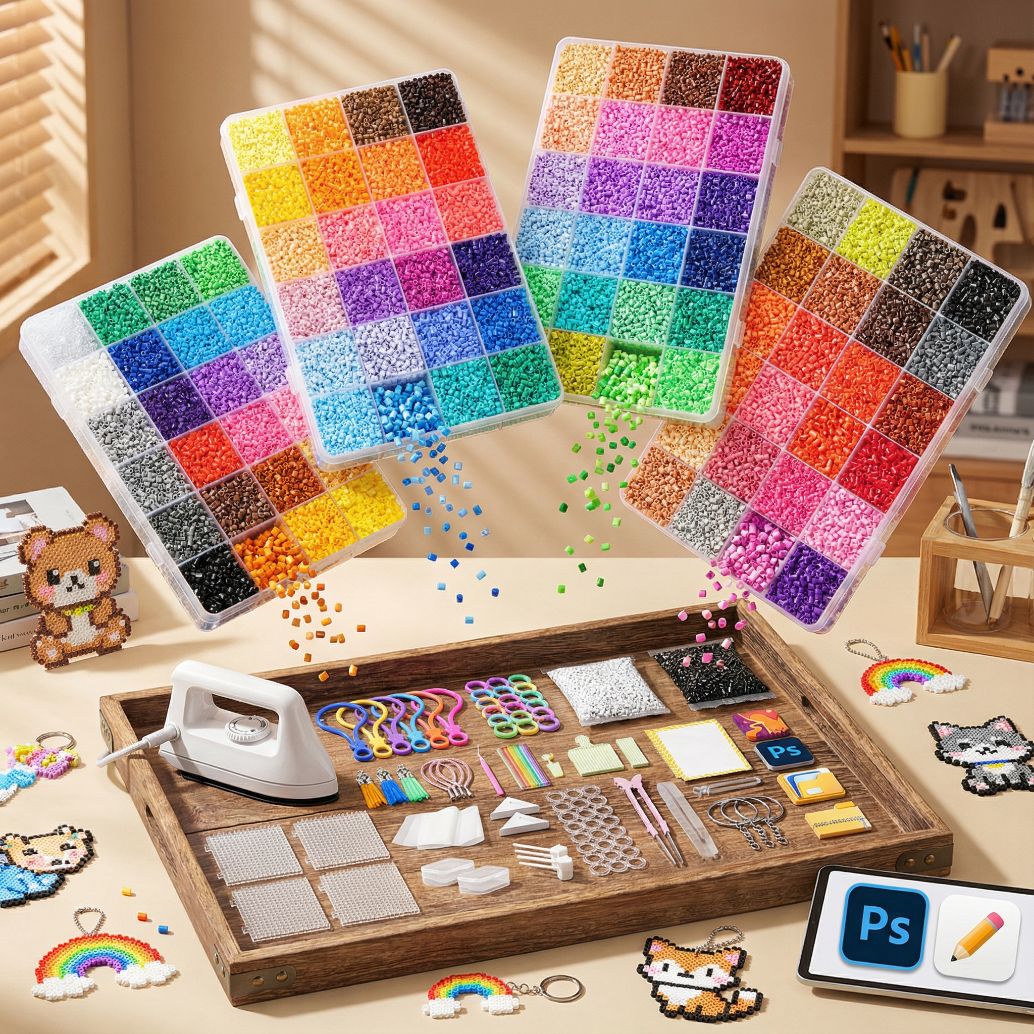 拼豆diy手工材料包正版全套拼豆专用熨斗融合豆工具套装儿童礼物,玩具/童车/益智/积木/模型,手工串珠/穿珠/首饰编织,淘宝优惠券,粉丝福利购,淘宝优惠卷