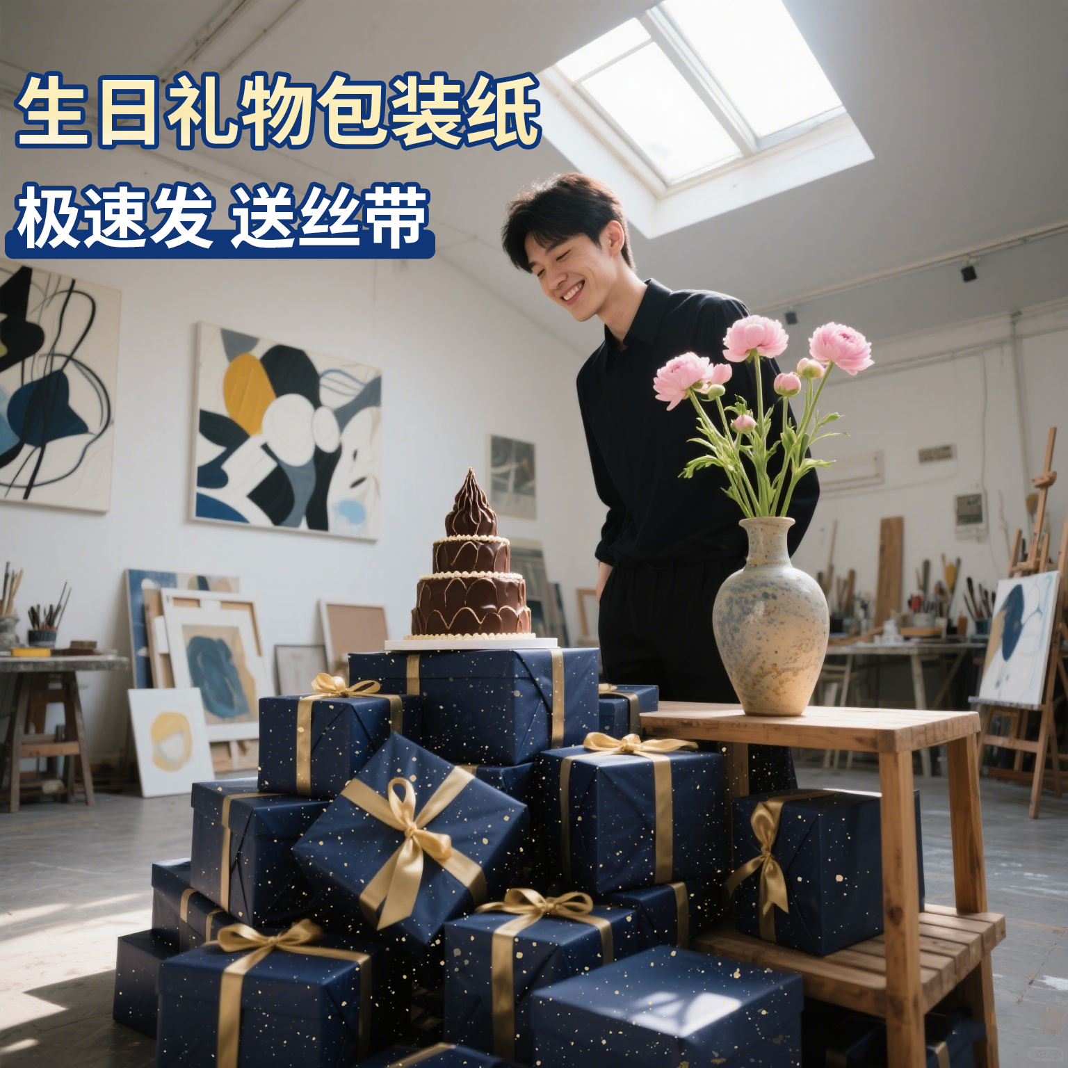 生日礼物包装纸大尺寸复古ins
