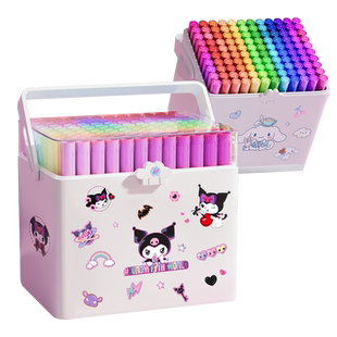 丙烯马克笔小学生美术专用画笔水彩笔不透色可叠色丙稀幼儿园儿童无毒可水洗防水比心笔芯彩色笔套装48色炳稀