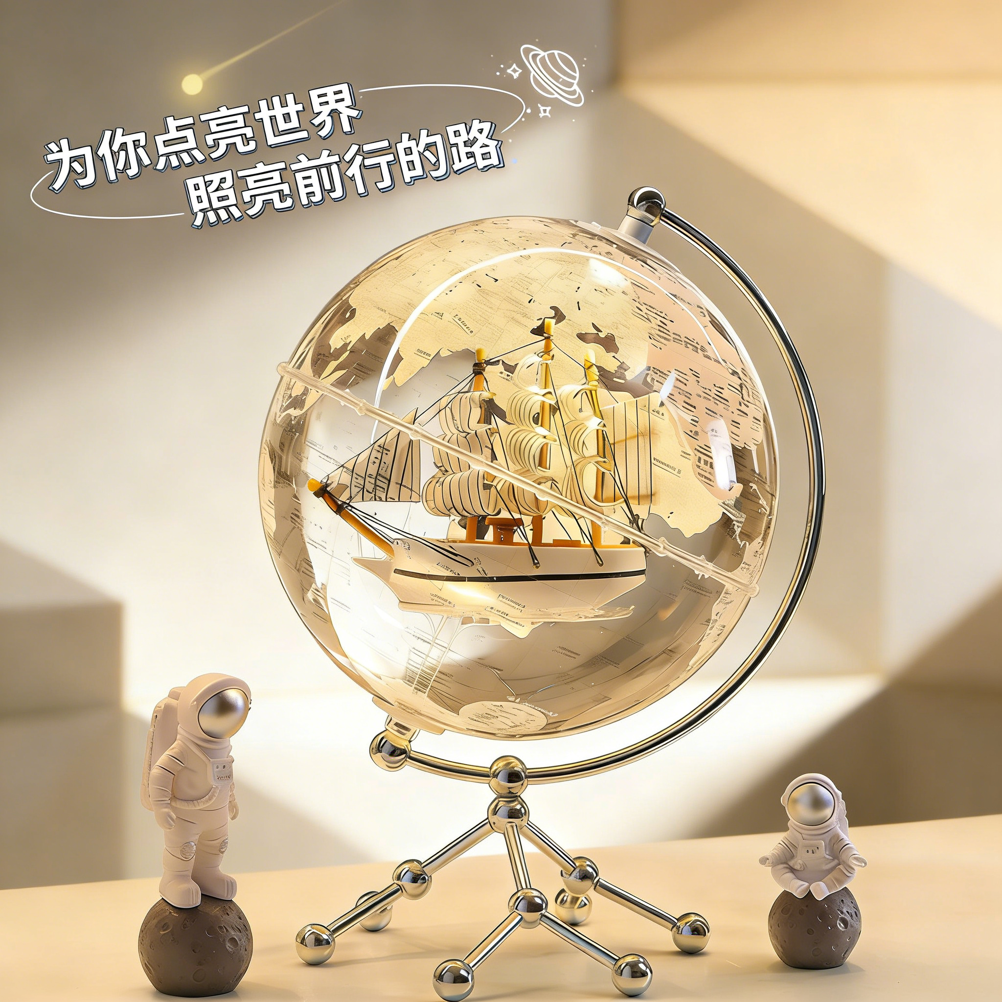 透明地球仪摆件轻奢高档高级感客厅玄关酒柜柜子桌面摆设卧室可发光小