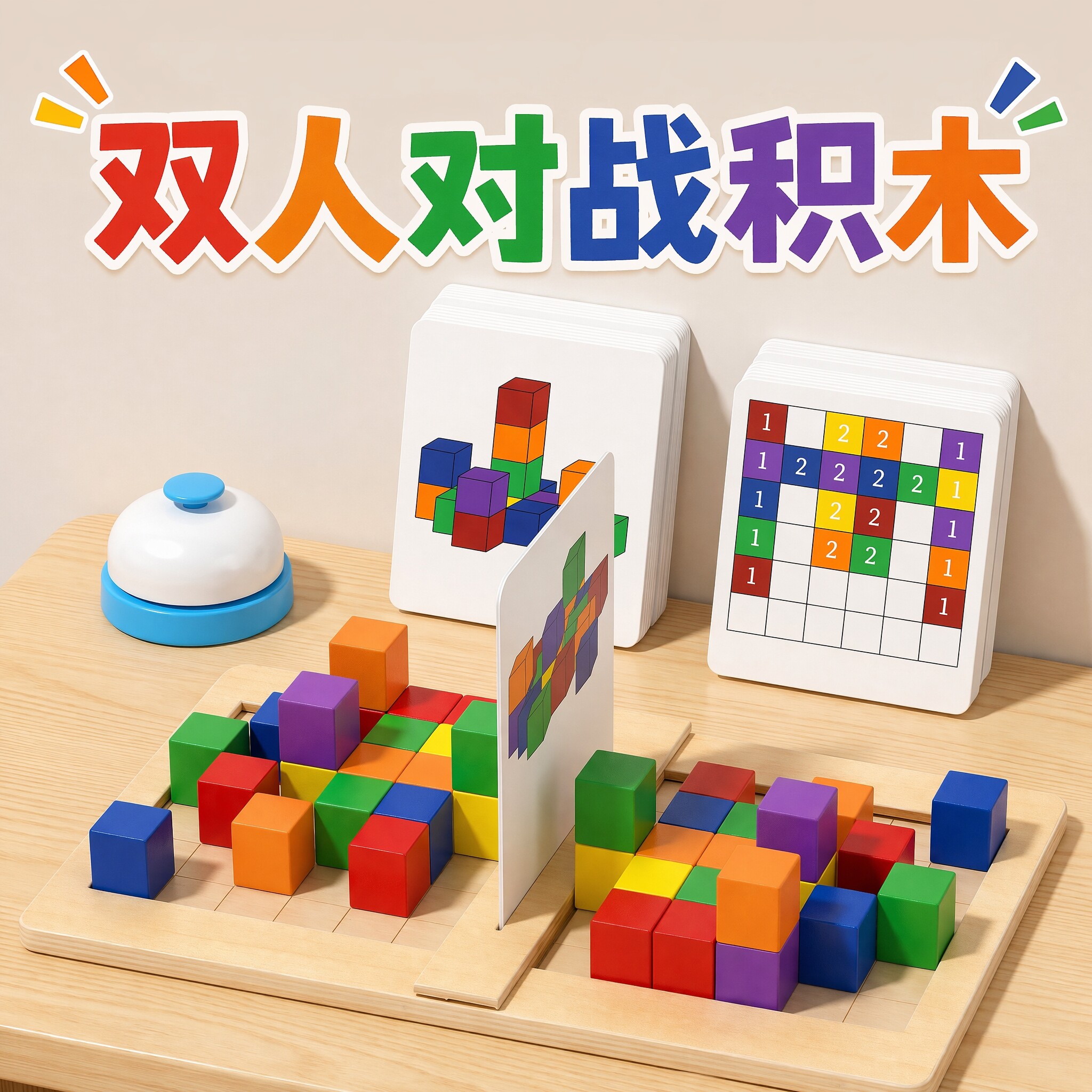 双人对战积木立体空间思维儿童桌游亲子益智幼儿园大班数学区玩具