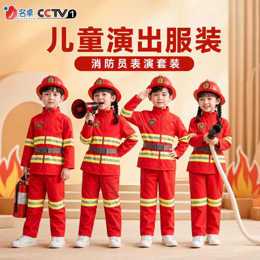 儿童节演出服装六一消防员衣服玩具套装灭火器帽子角色扮演男女孩