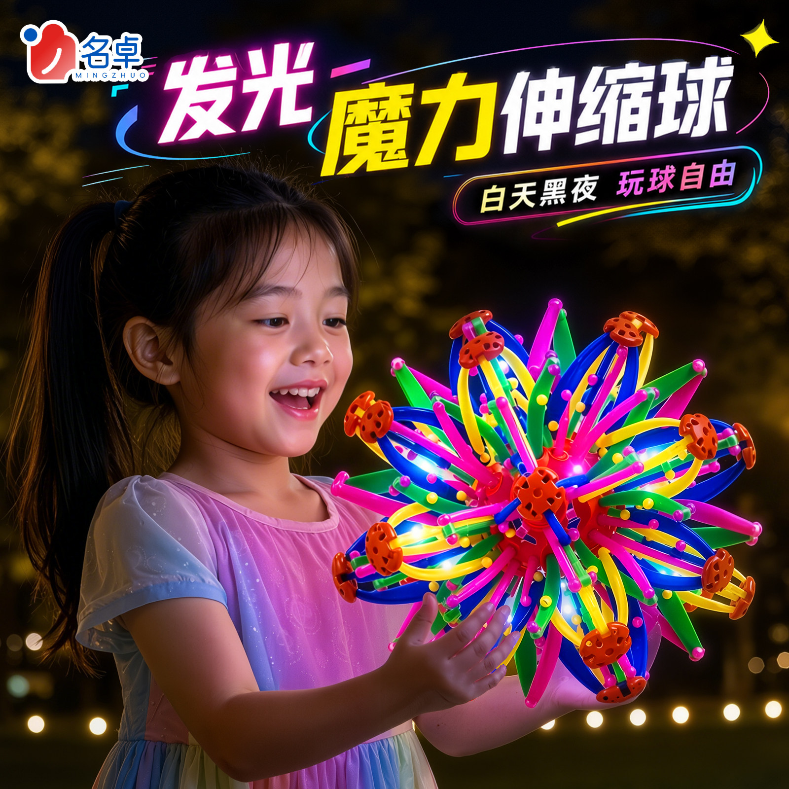 儿童伸缩球百变魔术球变形收缩花球抛接球弹力球宝宝户外球类玩具