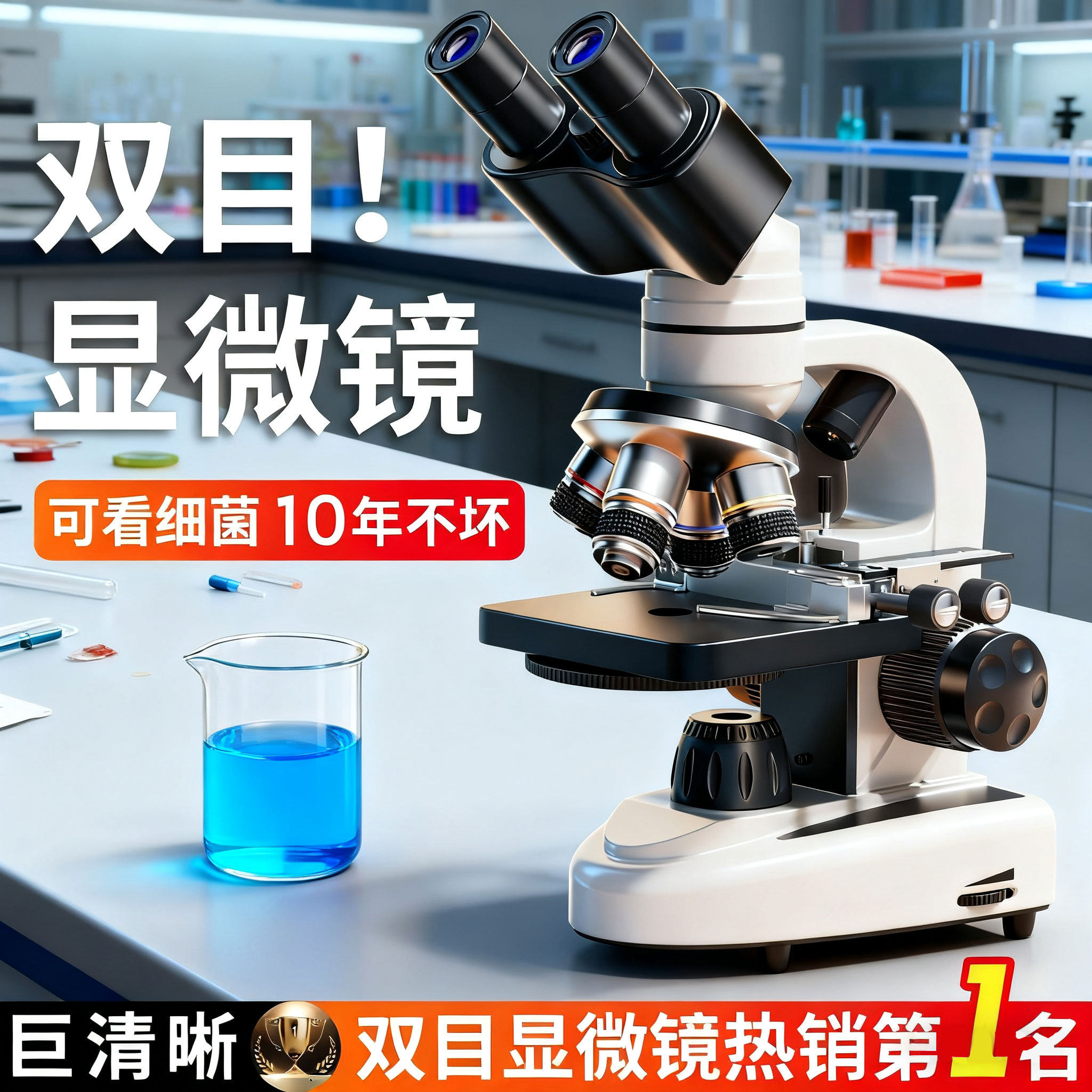 双目显微镜中小学生专用初中生专业级可看细菌高倍光学显微镜科学实验室儿童精子电子显微镜中考生物教材同款
