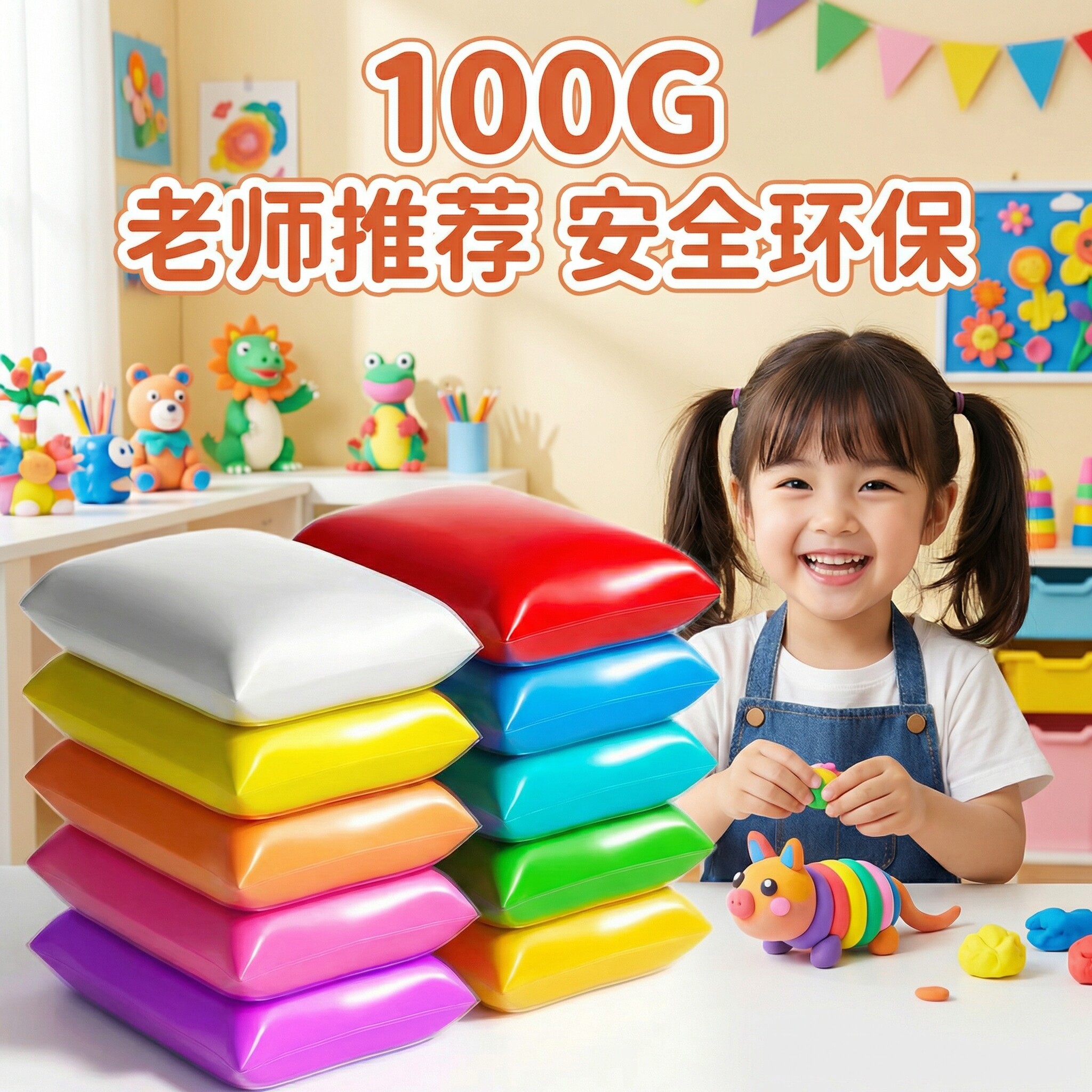 超轻粘土100g克大包装幼儿园手工diy彩泥白色黏土橡皮泥大袋小