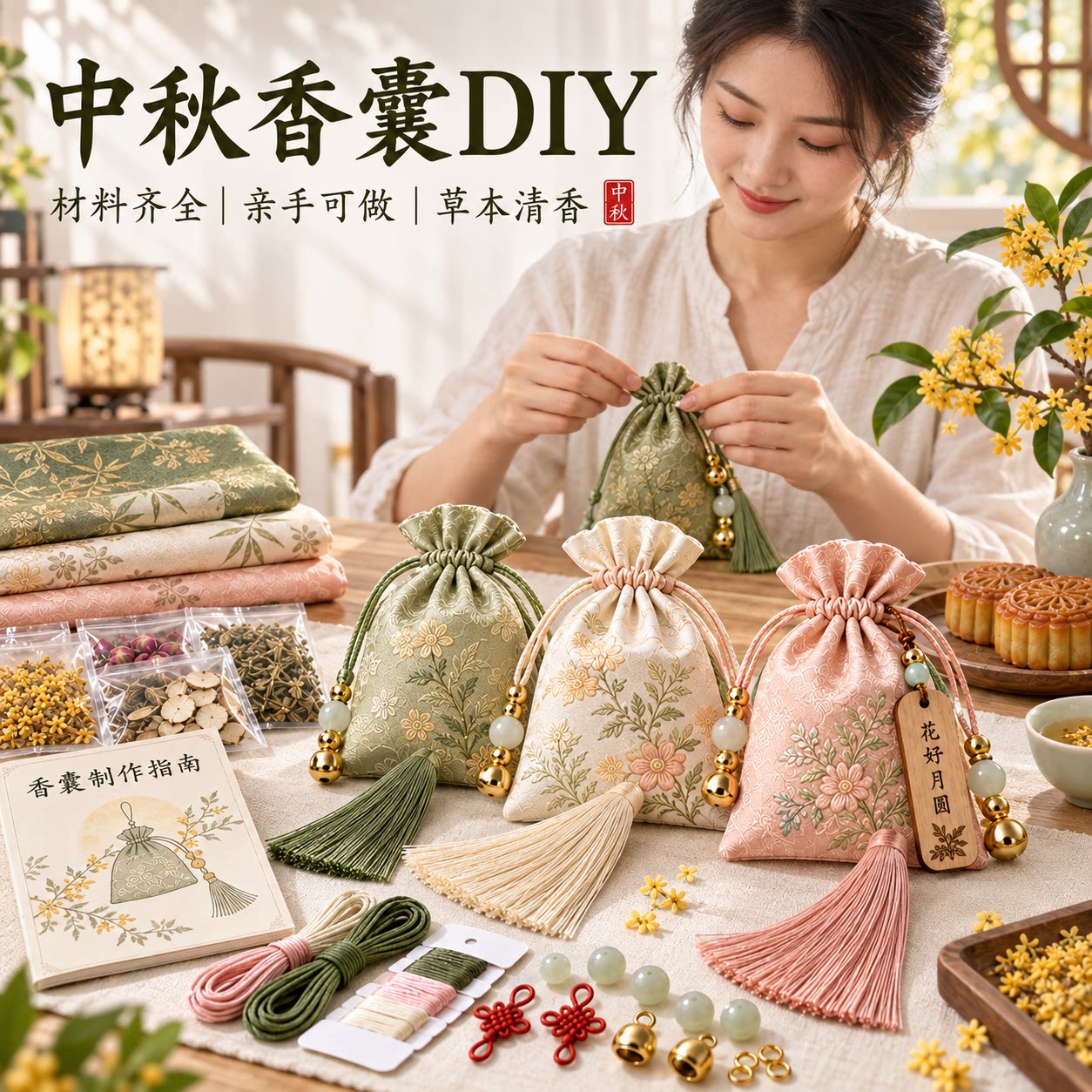 【中秋团建】金桂香囊DIY材料包图片