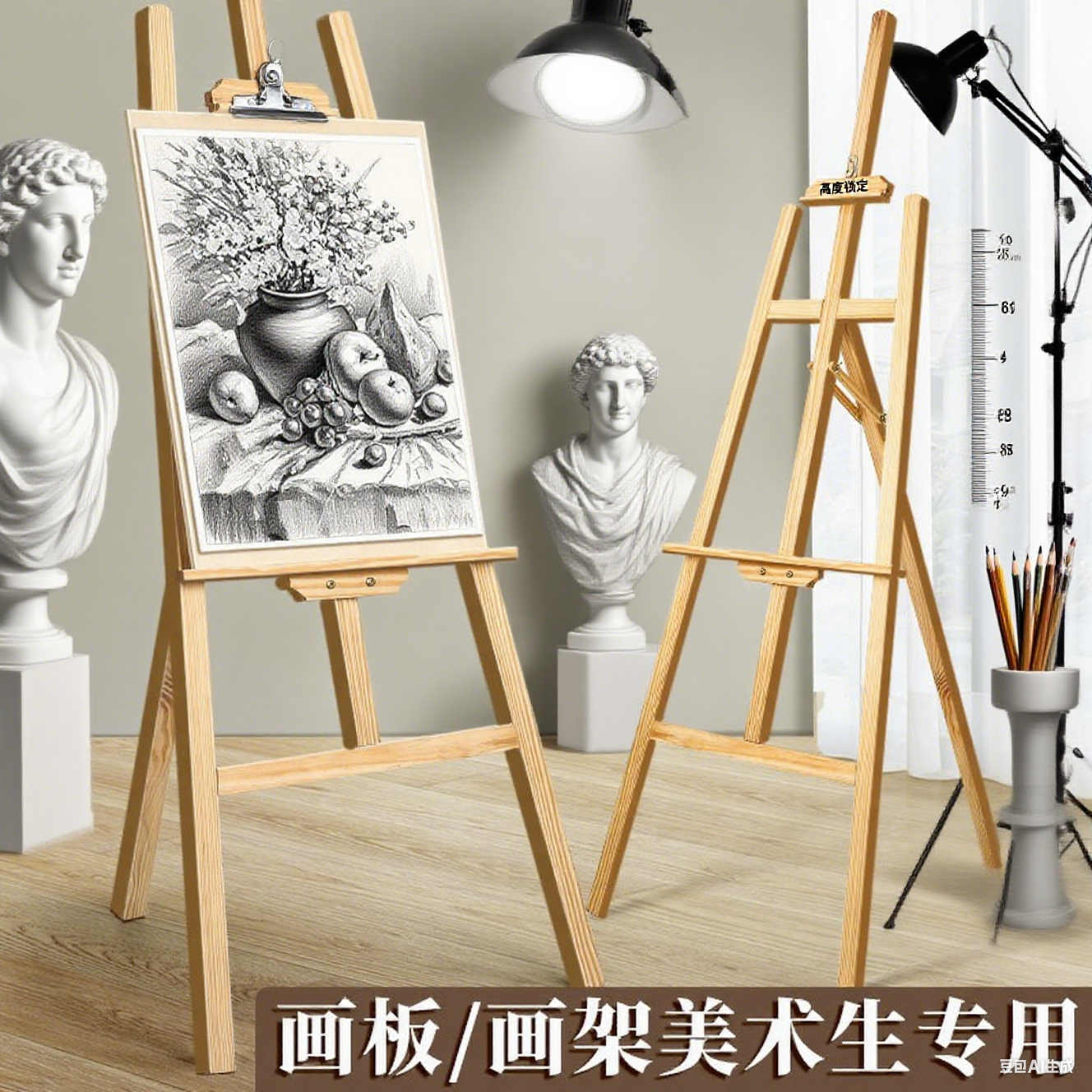 名卓美术生专用素描实木画板