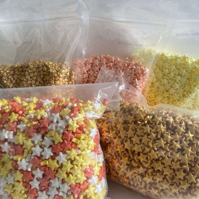 金色星星糖500g蛋糕烘焙 diy纸杯蛋糕烘焙千层巧克力装饰大小星星