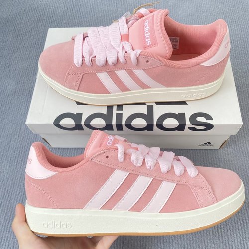 adidas 阿迪达斯 Grand休闲柔软舒适防滑耐磨低帮板鞋粉色JR7110