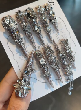【A27】爆闪细狗长尖54mm重工转转穿戴甲美甲