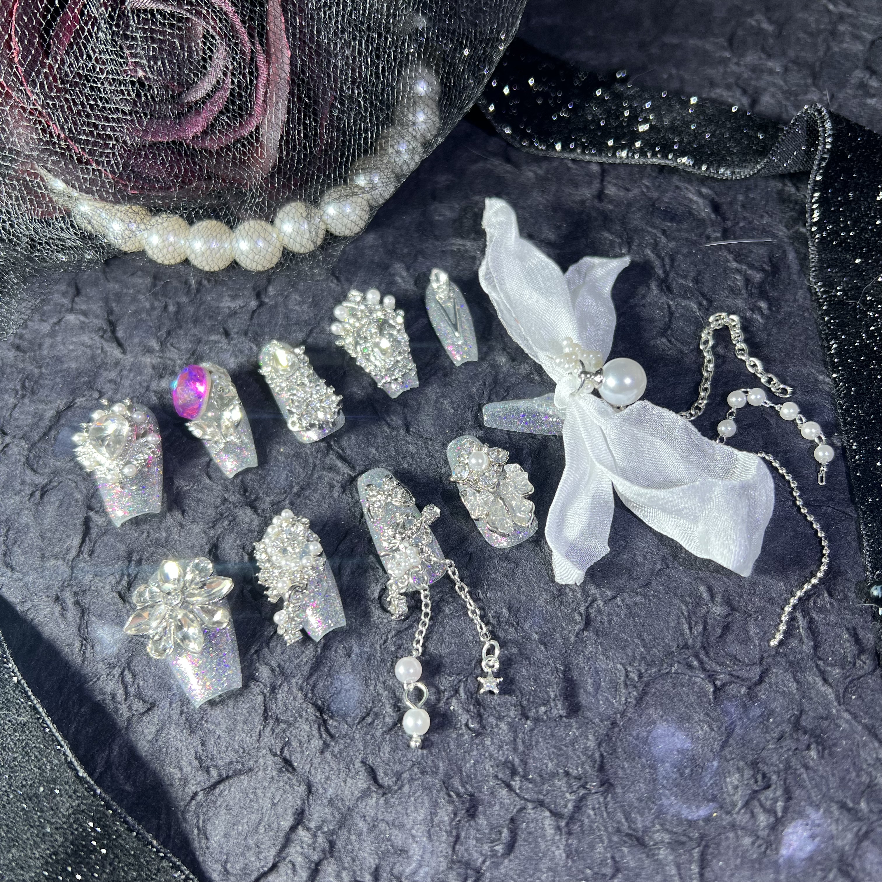 【123珍珠芭蕾】中梯爆闪纯手工穿戴甲满钻球偏光多色,彩妆/香水/美妆工具,穿戴甲/甲片,淘宝优惠券,粉丝福利购,淘宝优惠卷