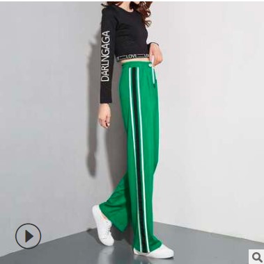 健身健美操跑步运动直筒拖地长裤