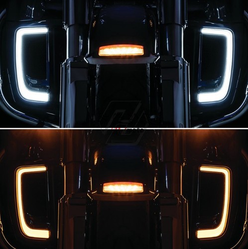 适用哈雷街道公路双灯大滑翔旗舰路王加装LED护腿灯三合一转向灯