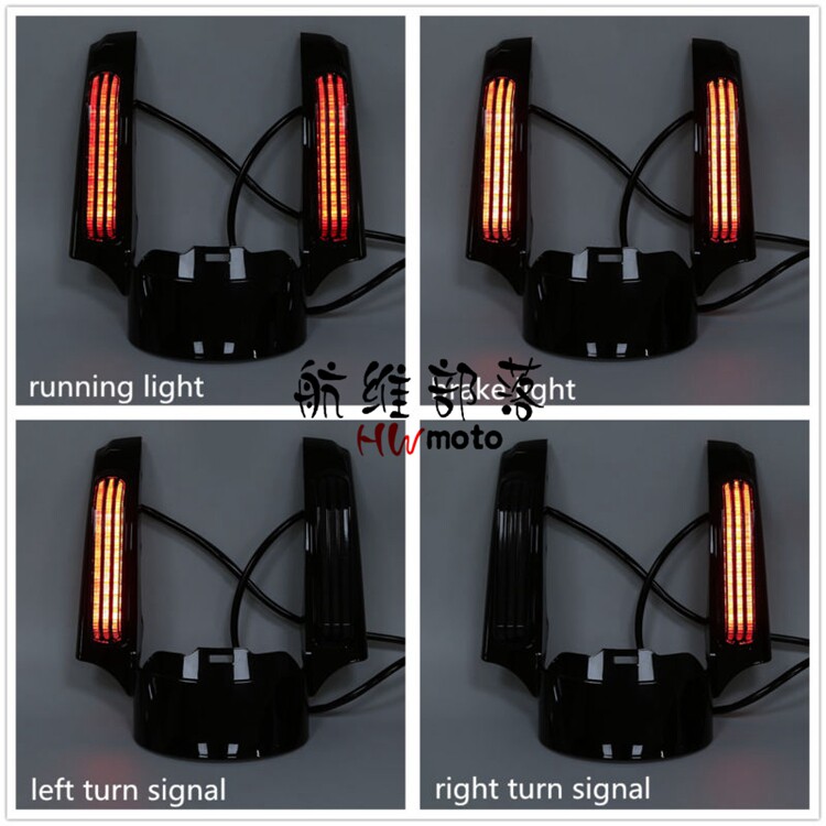 哈雷双灯旗舰大滑翔 街道滑翔 路王改装LED灯后挡泥板尾灯14-21年