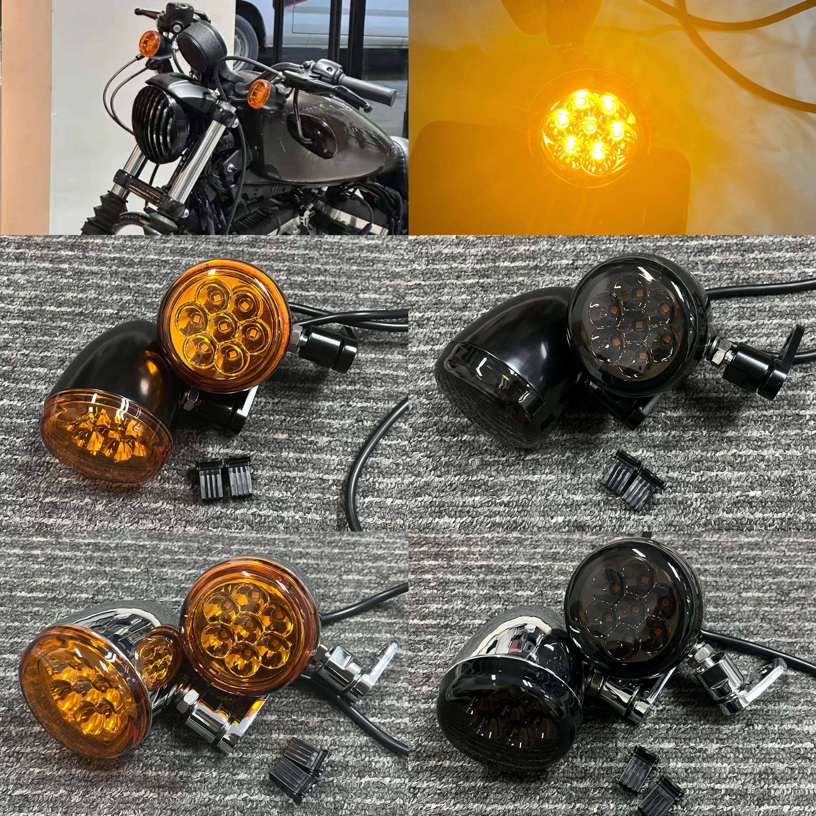 适用哈雷戴娜肥仔继承者883 1200 X48街霸改装LED前转向灯后转向