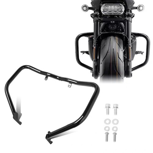 适用哈雷sportster s RH1250 运动者改装发动机前护杠 黑色保险杠