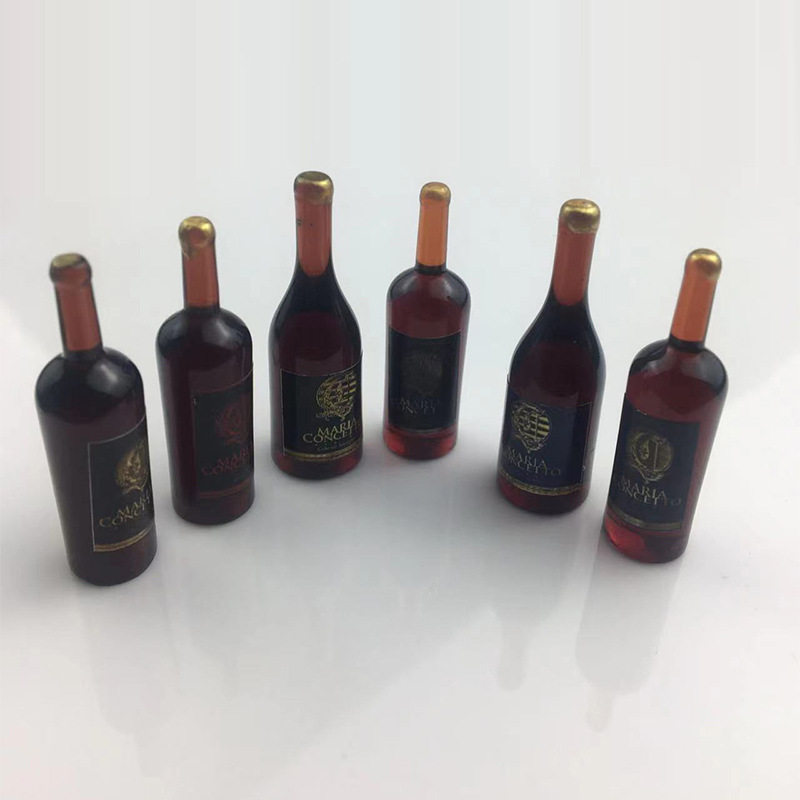 迷你红酒树脂微缩小瓶子仿真立体微场景布置道具模型配件
