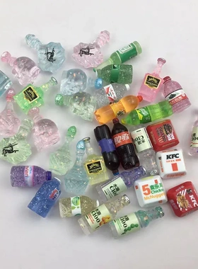树脂仿真酒瓶大饮料橙汁矿泉水细闪瓶儿童过家家微缩迷你屋小摆件