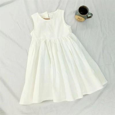 宝宝儿童棉麻纯棉新款半身裙女童小无袖连衣裙裙子夏季纯色女孩子