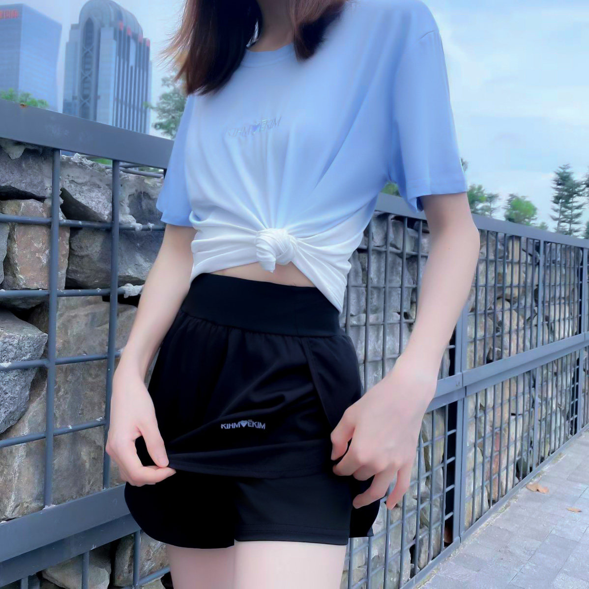 여성용 요가 의류 정장 대형 헐렁한 살을 덮는 스포츠 반팔 여름 얇은 달리기 훈련 속건 반바지 피트니스 의류