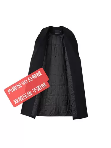 Пуховик, длинное удерживающее тепло шерстяное шерстяное пальто с пухом, изысканный стиль, средней длины