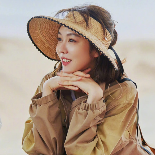 override拉菲草帽子女夏姜妍同款