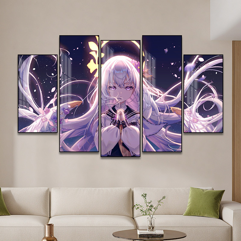 蔚蓝档案二次元led灯发光挂画网吧电竞房装饰画卧室床头房间壁画