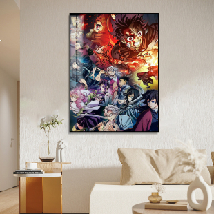 鬼灭之刃全家福led灯发光挂画二次元网吧电竞房装饰画卧室壁画