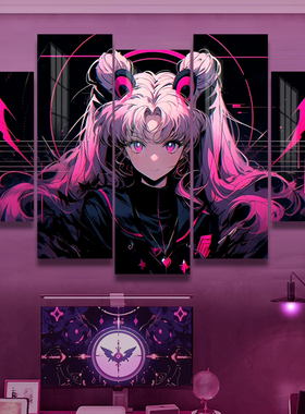 美少女战士水冰月二次元led灯发光挂画客厅背景墙装饰画卧室壁画