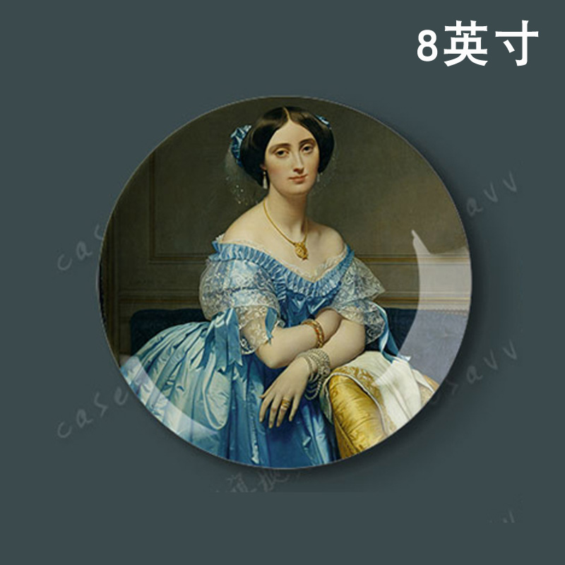 8英寸博物馆油画陶瓷盘子客厅餐厅酒店装饰挂盘墙饰摆件图片